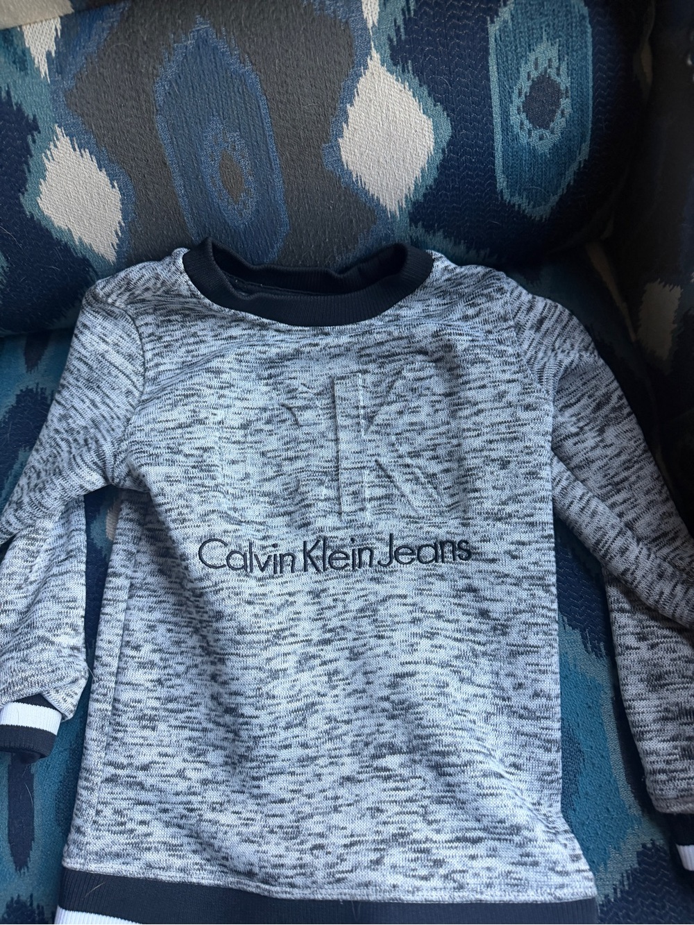 Calvin Klein Jeans Kids Light Gray Marled Logo Sweatshirt